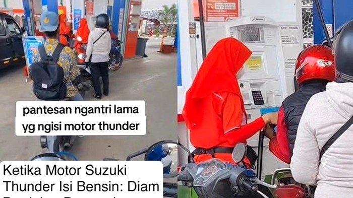 Antrean SPBU Bekasi Dipenuhi Motor Suzuki Thunder