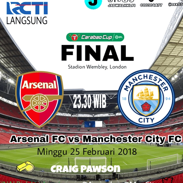 Arsenal Hadapi Manchester City di Wembley, Final Piala Liga