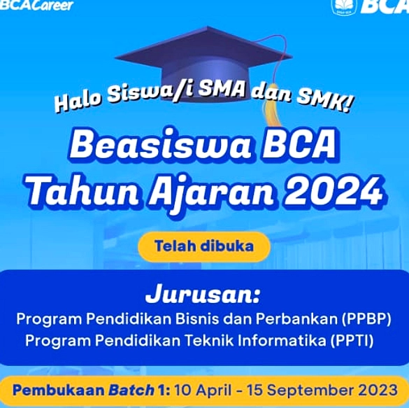 BCA Buka Pendaftaran Beasiswa PPTI & PPBP Angkatan 2027