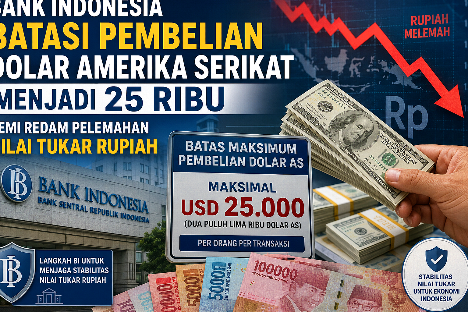 BI Turunkan Lagi Batas Beli Dolar AS Jadi US$ 10.000