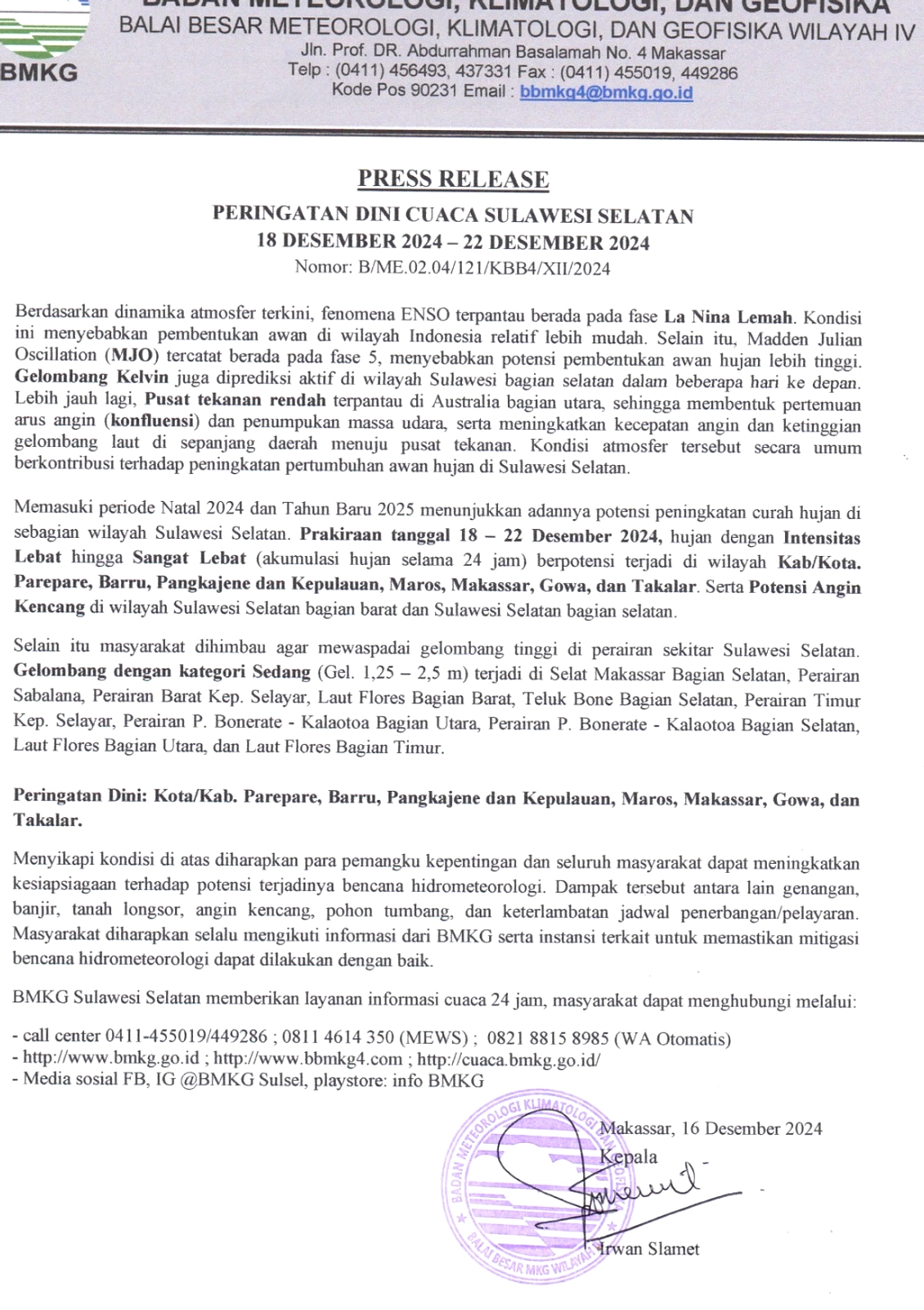 BMKG Makassar: Hujan Di Banyak Wisata Sulsel Lebaran 2026