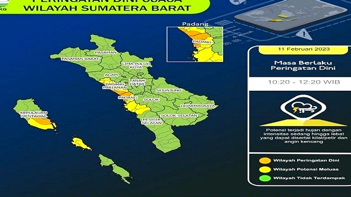 BMKG Peringat Hujan Lepas & Petir di Sumatera Barat