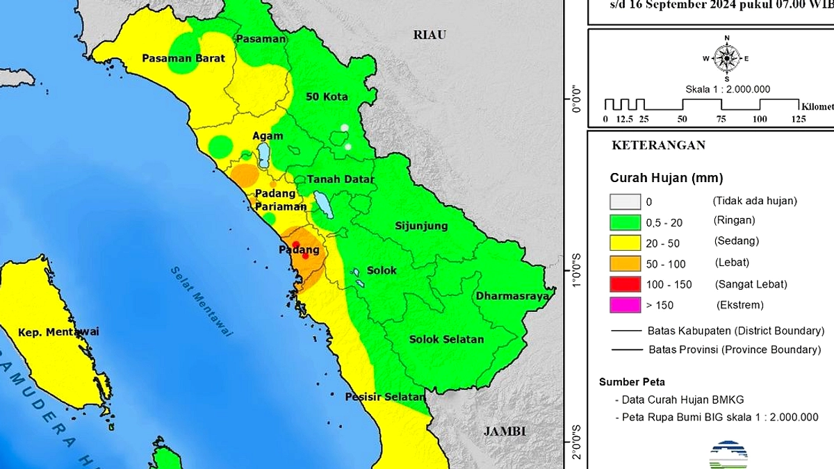 BMKG Peringatkan Hujan Petir di Sumatera Barat, 13 April 2026