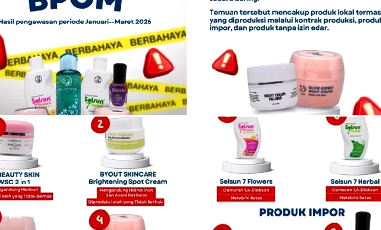 BPOM Temukan 14 Kosmetik Berbahaya, Mayoritas Produk Lokal