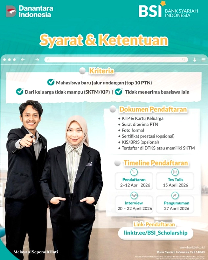 BSI Scholarship Pelajar 2026 Dibuka, Incar Siswa Prasejahtera