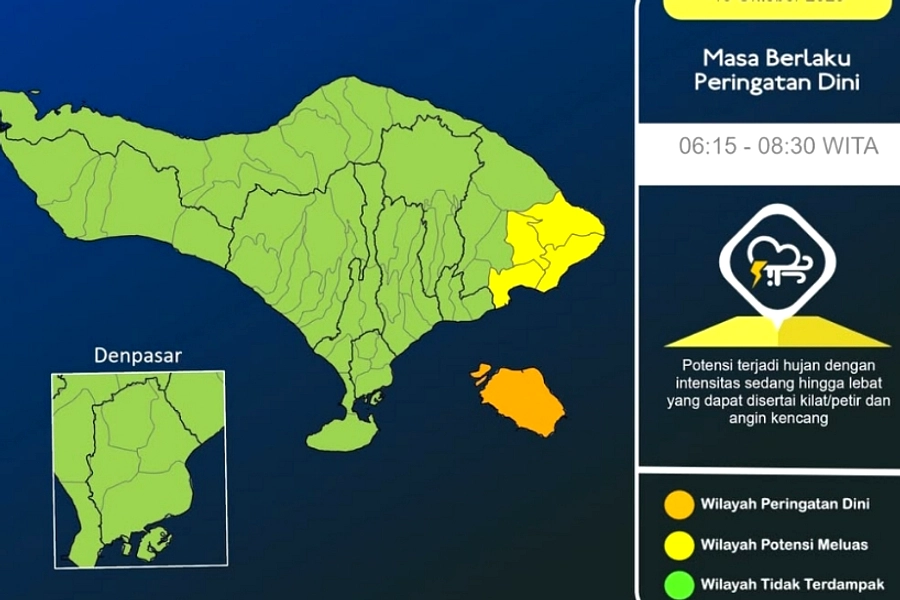 Cuaca Bali 14 Juni 2026: Berawan, Hangat, Kelembaban Tinggi