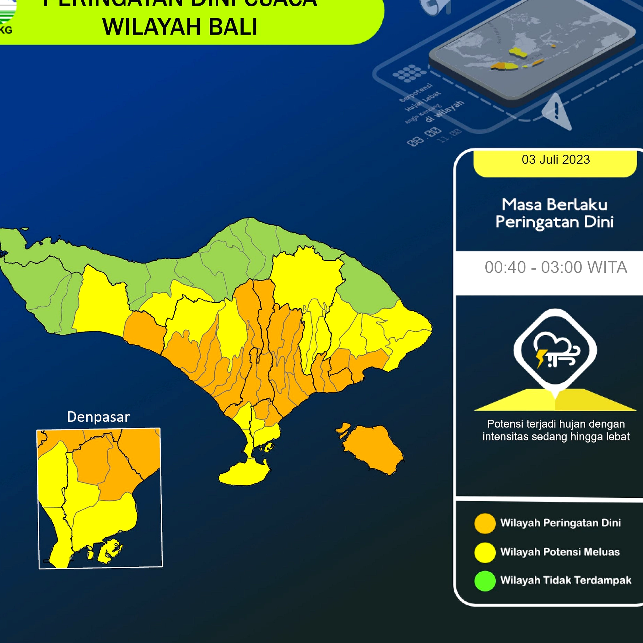 Cuaca Bali Selasa 24 Maret: Cerah Berawan, Suhu 23‑33°C