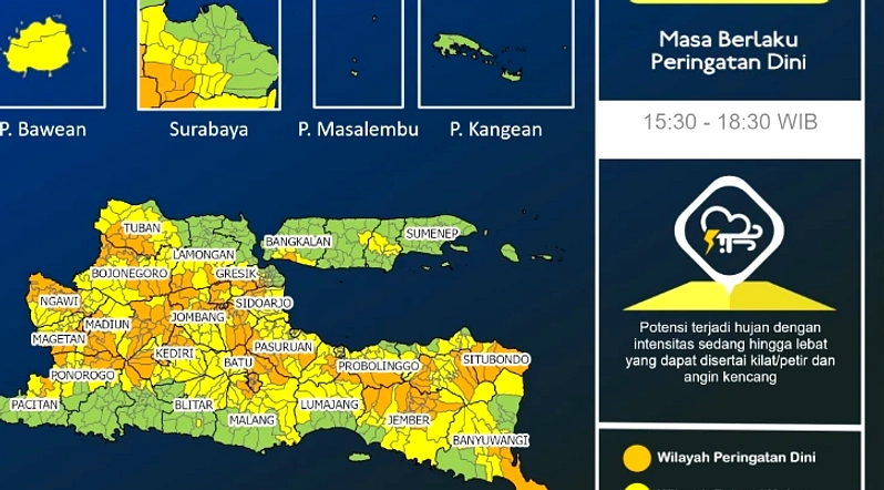 Cuaca Jawa Timur Hari Ini: Cerah Berawan, Hujan Ringan, Petir
