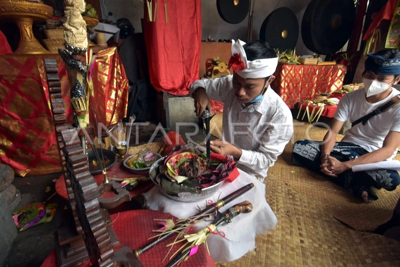 Delapan Keris Pusaka Karangasem Dipersembahkan di Puri Agung