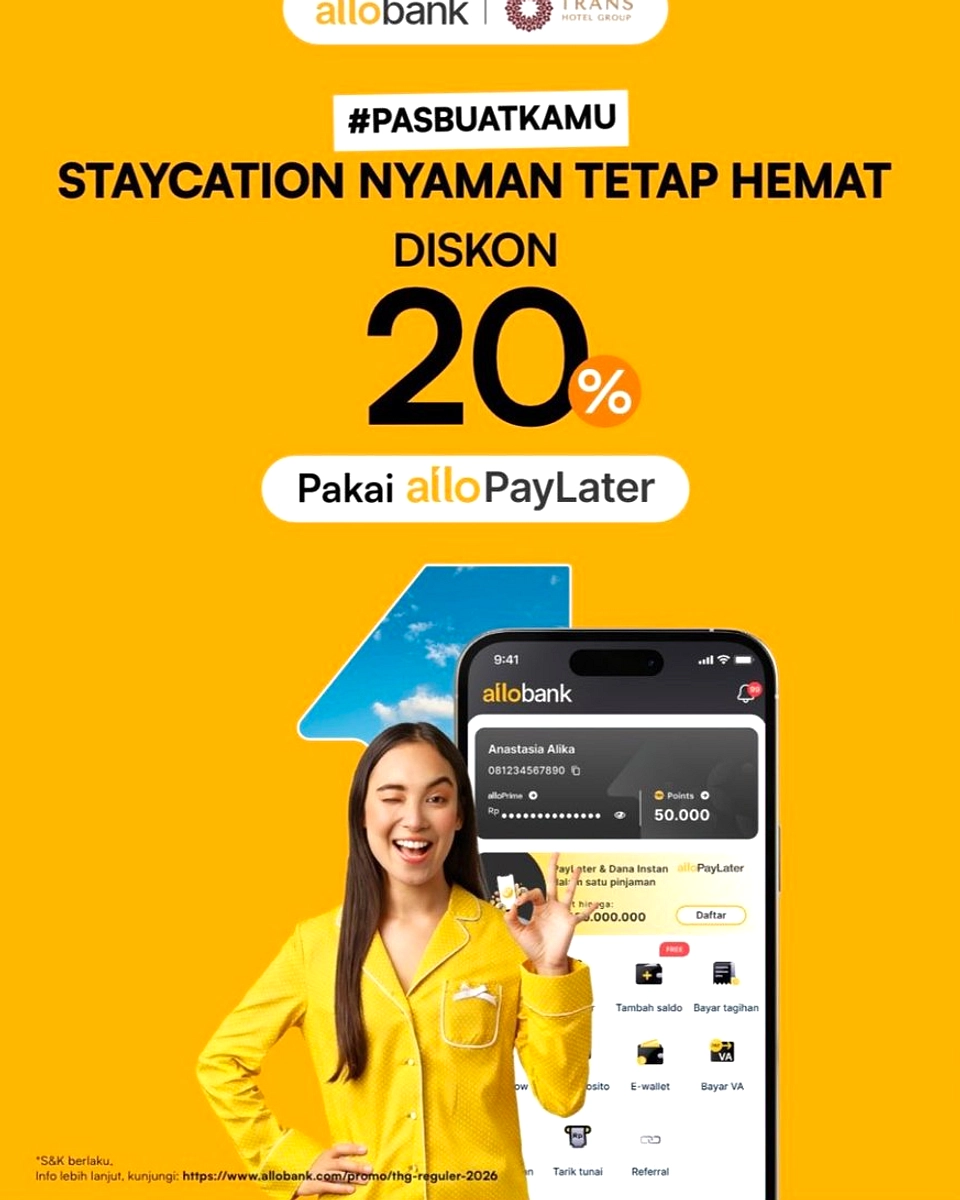 Diskon 20 Persen Tiket Liburan Pakai Allo PayLater