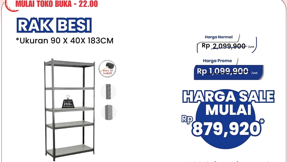 Diskon Transmart Full Day Sale: Rak Besi Rp 879 Ribu