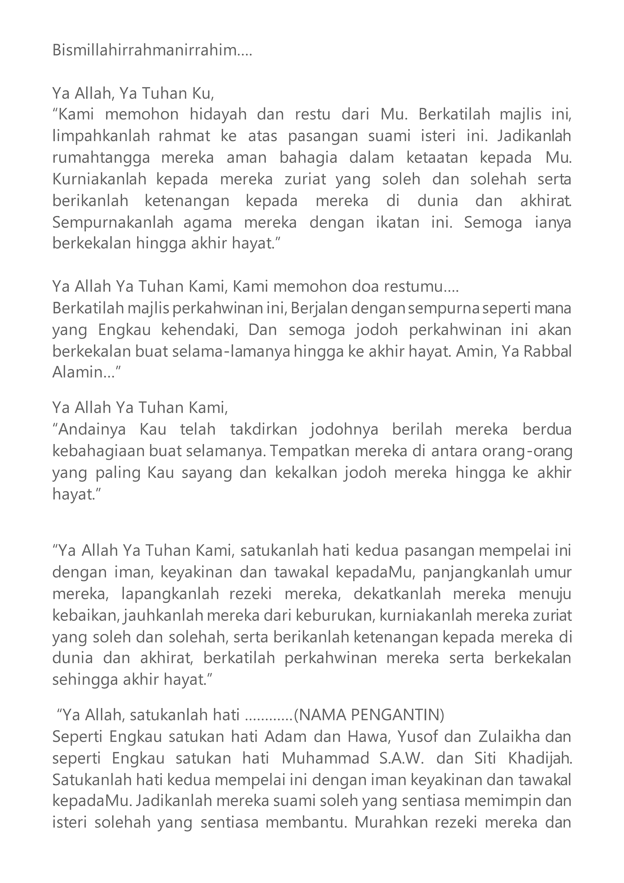 Doa Pengantin Islam: Rahasia Kebahagiaan Pernikahan Selama