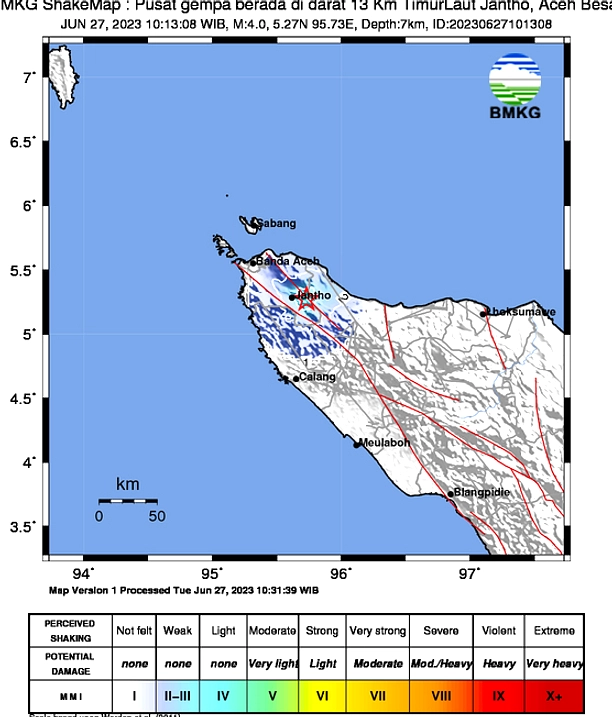 Gempa 3,9 di Aceh Jaya, 17 Juni 2026, Tanpa Tsunami