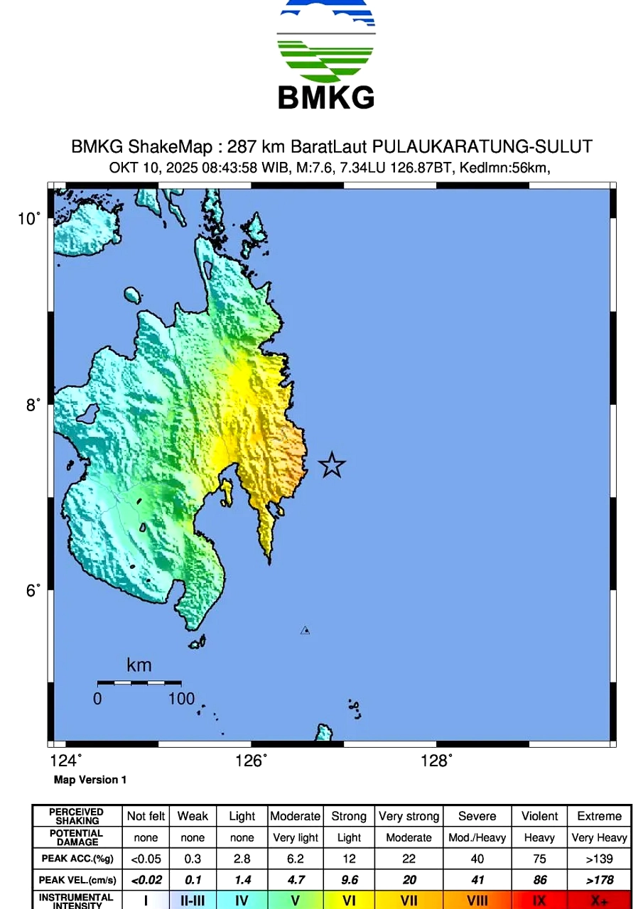 Gempa Mindanao 7,7 M: Gelombang Tsunami 75 cm di Sangihe
