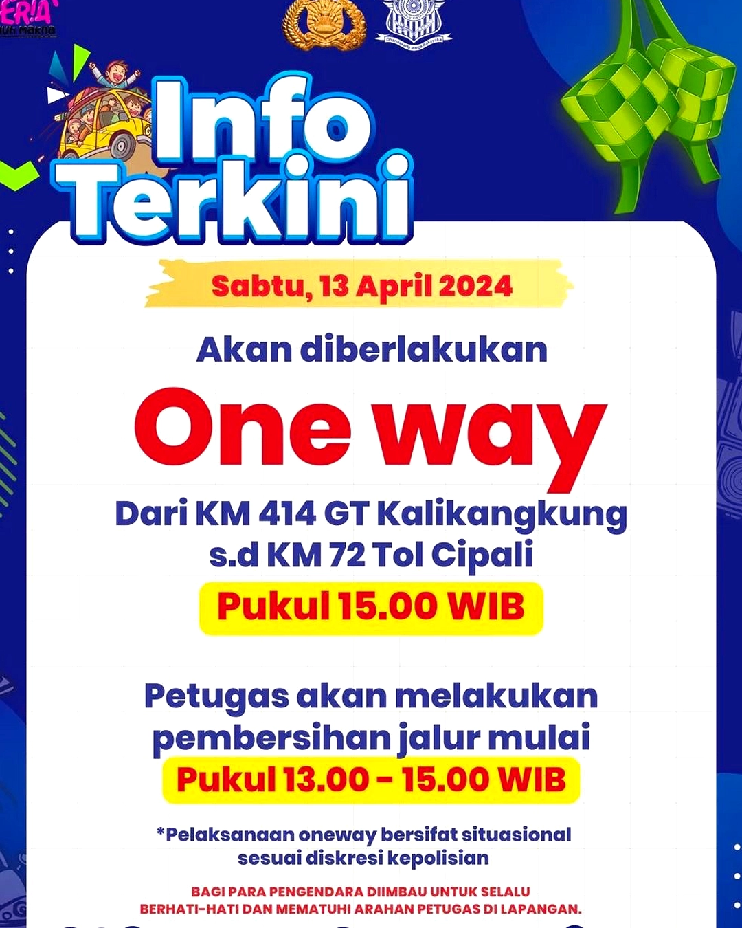 GT Kalikangkung Semarang Terapkan One-Way Nasional Hari Ini