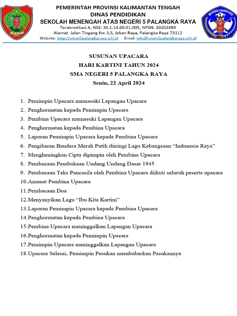 Hari Kartini 2026: Upacara Nasional di 21 April, Hari Selasa