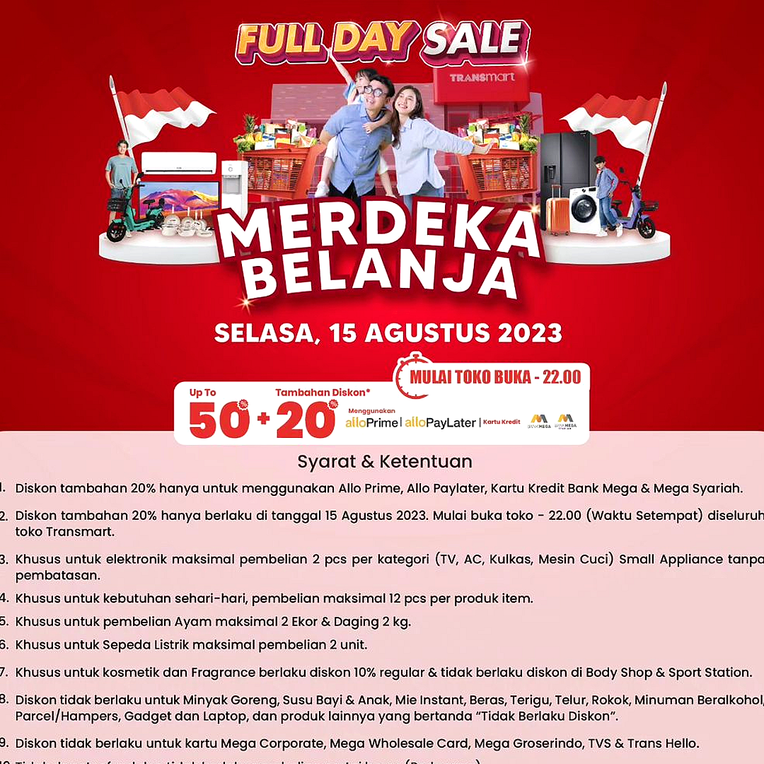 Hemat Rp 1 Juta di Transmart Full Day Sale