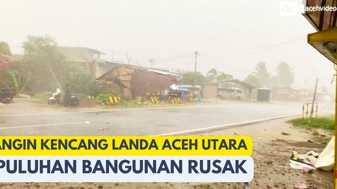 Huntara Hancur Akibat Angin Kencang di Langkahan, Aceh Utara