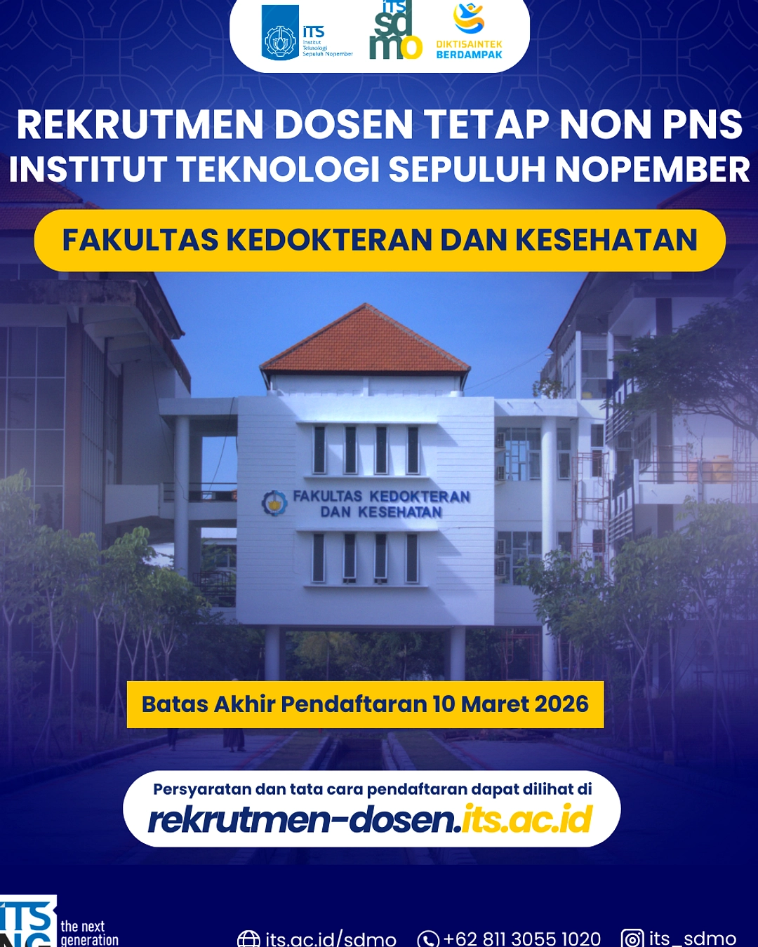 ITS Buka Pendaftaran Dosen Tetap Non-PNS 2026 Hingga 22 Mei