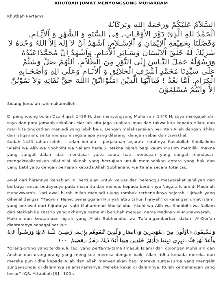 Jumat Palembang: Khutbah Menyoroti Keutamaan Bulan Muharram