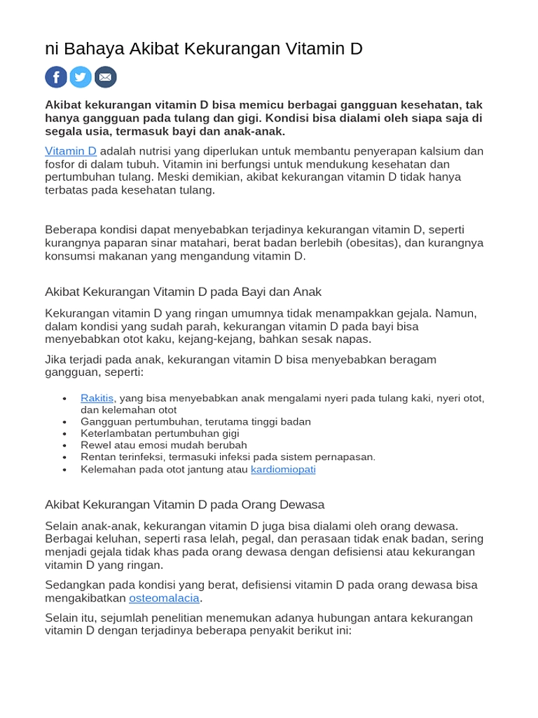 Keracunan Vitamin D Banjir di Kalangan Lansia di Indonesia