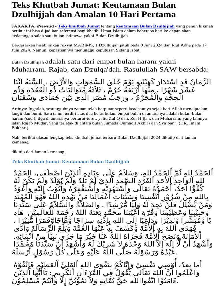 Makassar: Khutbah Jumat Menyambut Dzulhijjah, 5 Tema Ibadah