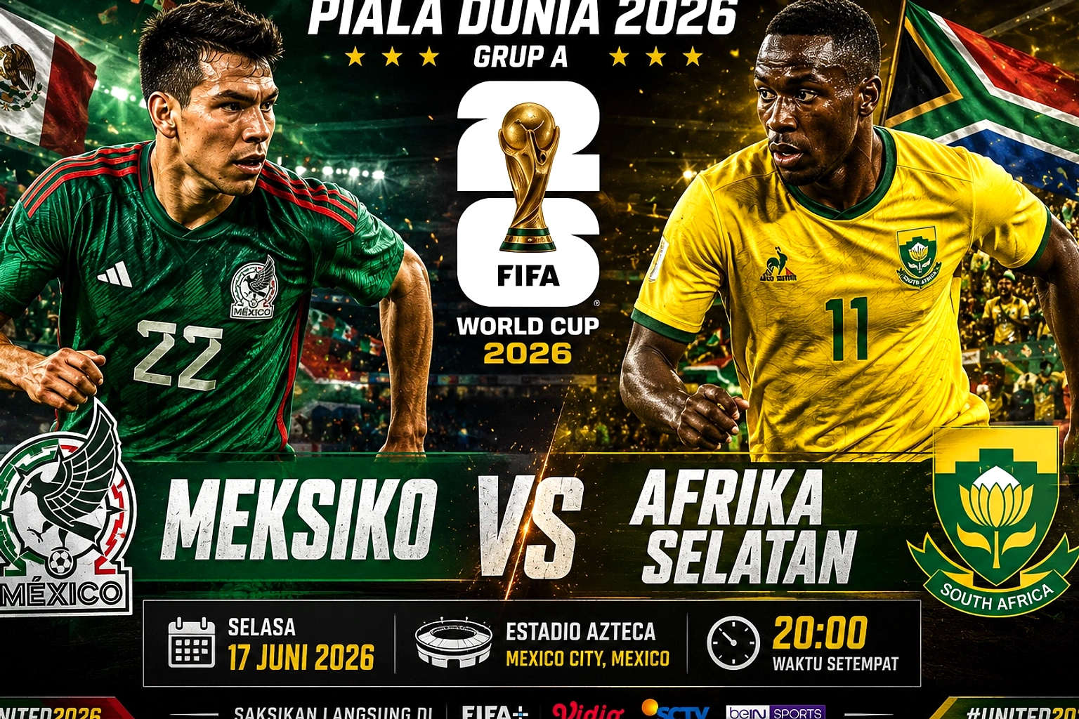 Meksiko vs Afrika Selatan Pembuka Piala Dunia 2026 di Azteca