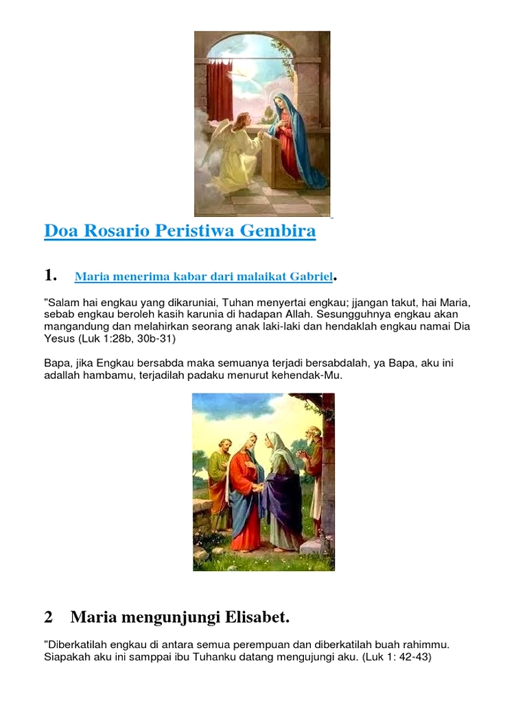 Panduan Doa Rosario Senin 6 Juli 2026: 5 Peristiwa Gembira