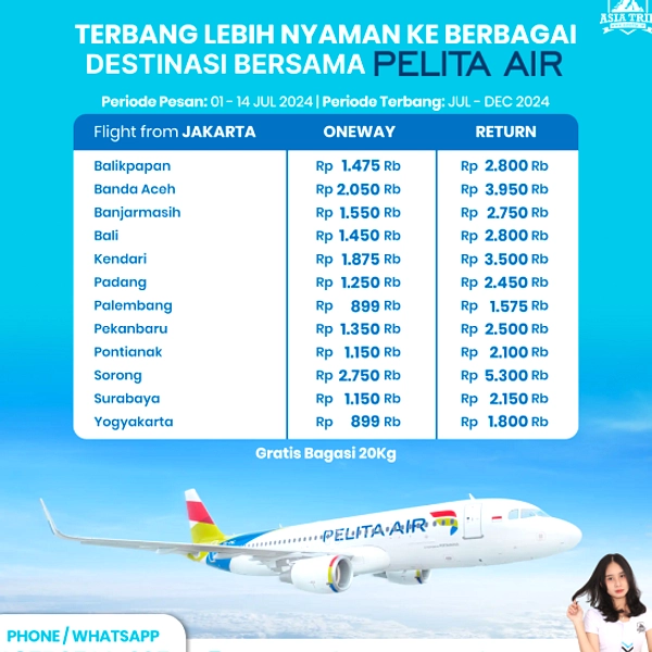 Pelita Air Diskon 45% untuk HUT RI