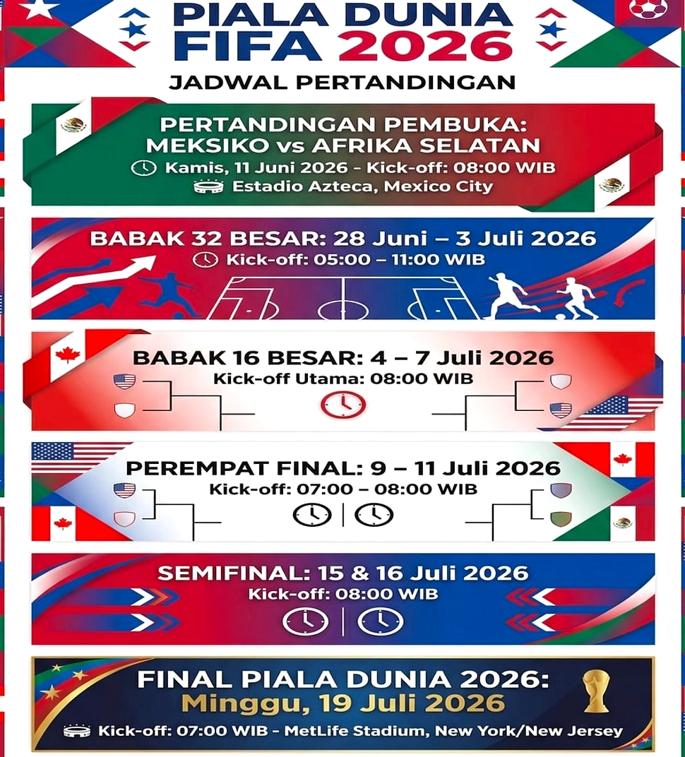 Piala Dunia 2026: 48 Tim, 12 Grup, Tiga Negara Tuan Rumah