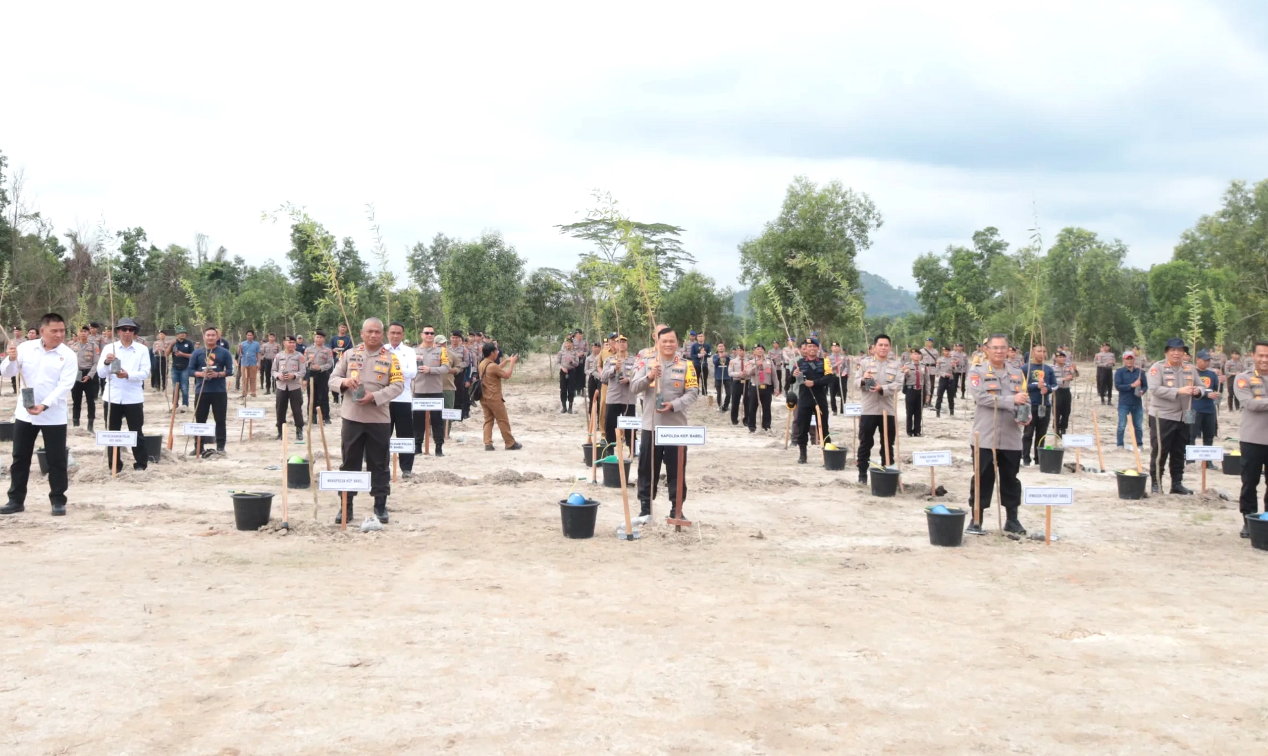 Polisi Tanam 6.000 Pohon di Lahan Bekas Tambang Bangka