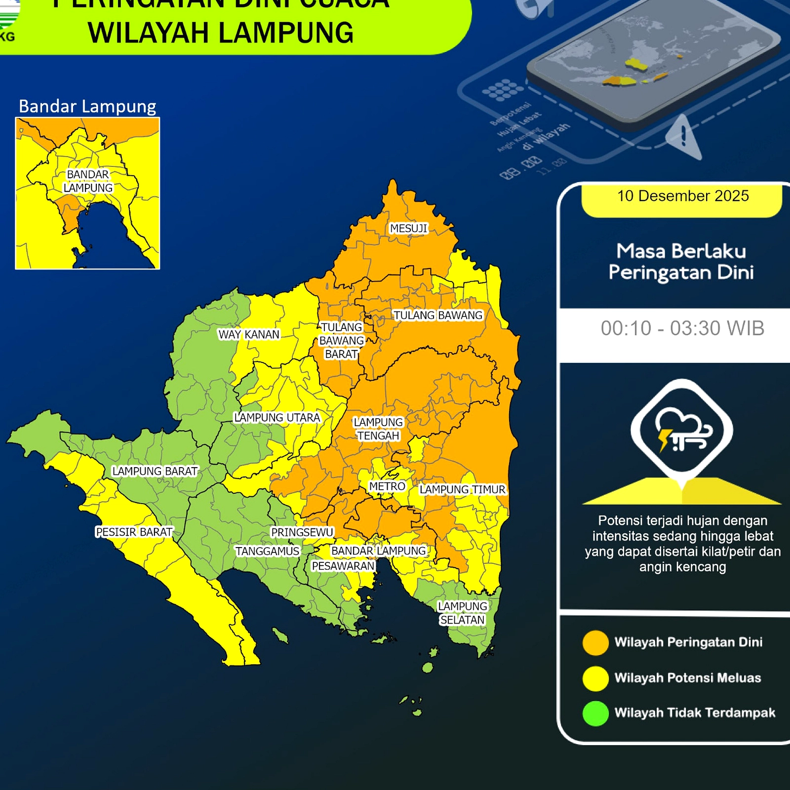 Prakiraan Cuaca Lampung 16 Juli: Berawan, Kabut, Suhu 16-32°C