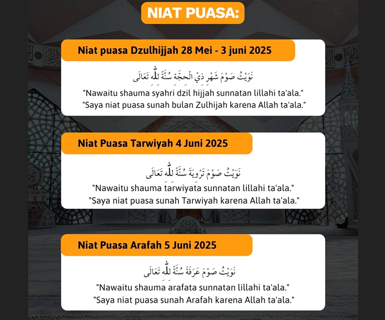 Puasa Tarwiyah & Arafah 2026: 25 & 26 Mei Sesuai Hijriah