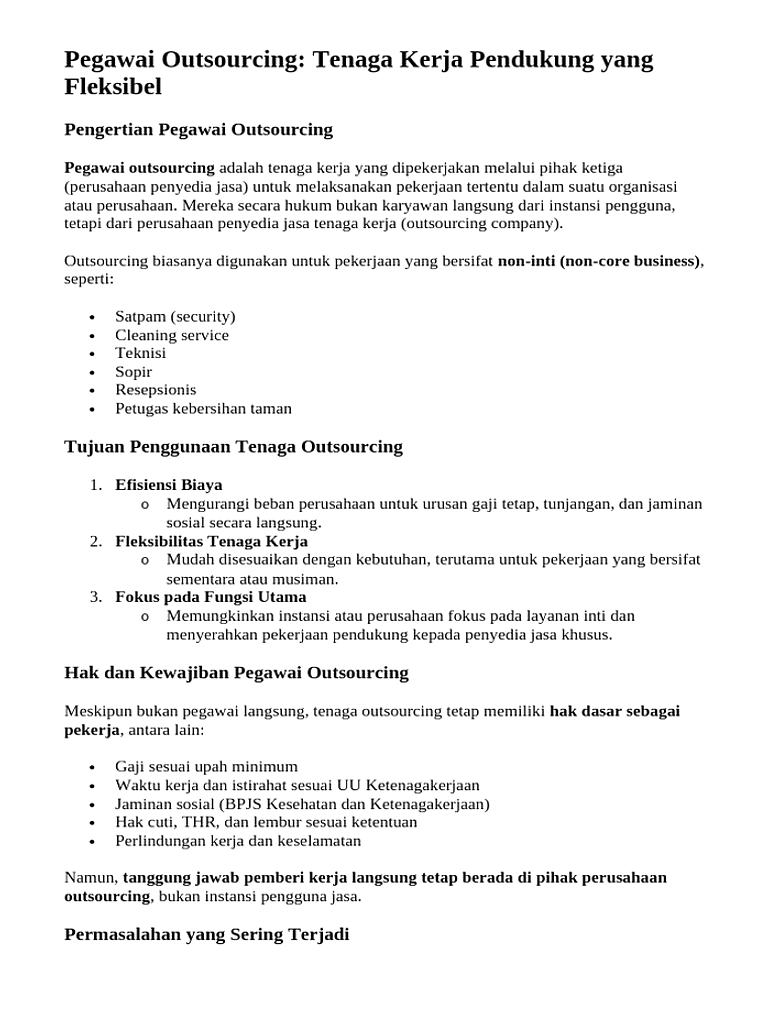 Revisi Permenaker No.7: Outsourcing Terbatas 4 Pekerjaan
