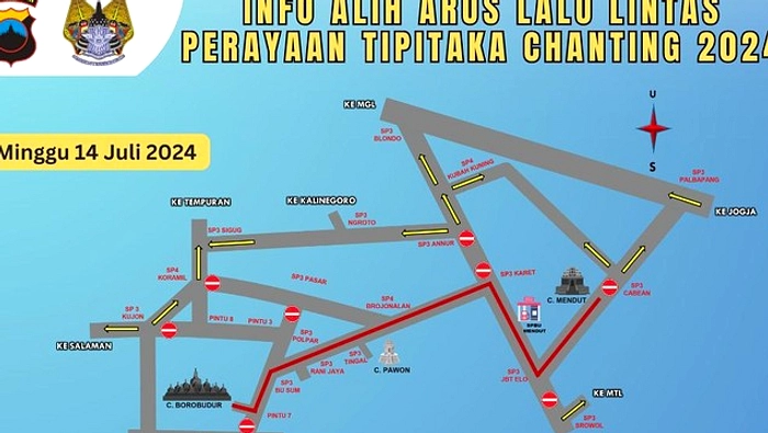 Satlantas Ubah Arus Lalu Lintas Borobudur 23 Maret 2026