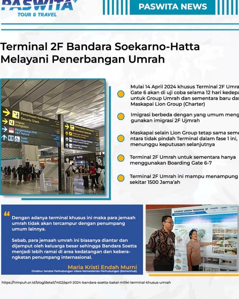 Semua maskapai umrah resmi pindah ke Terminal 2F
