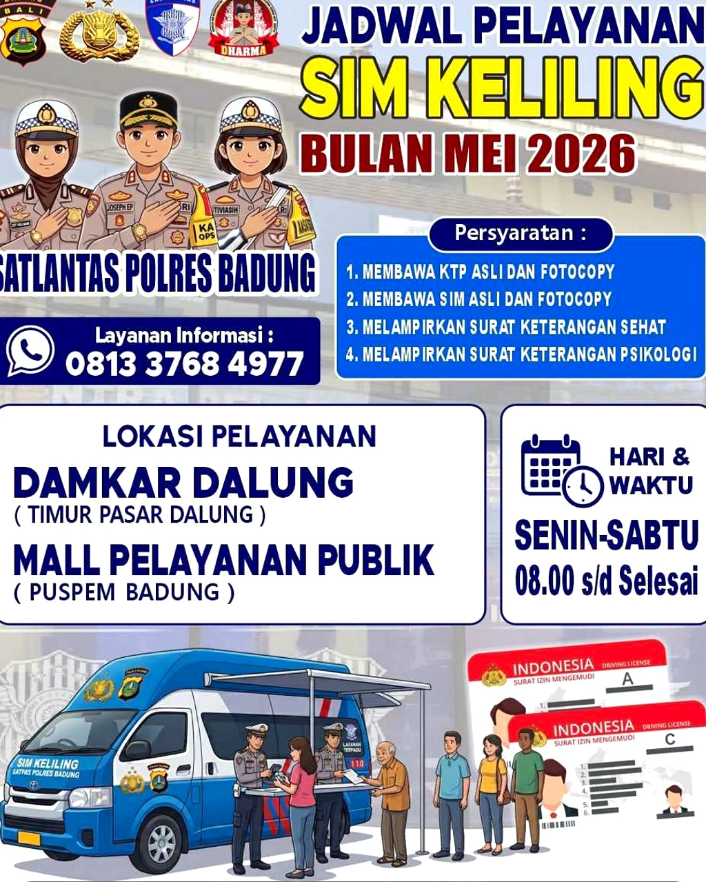 SIM Keliling Buleleng dan Badung Hari Ini, Siapkan Syarat Ini