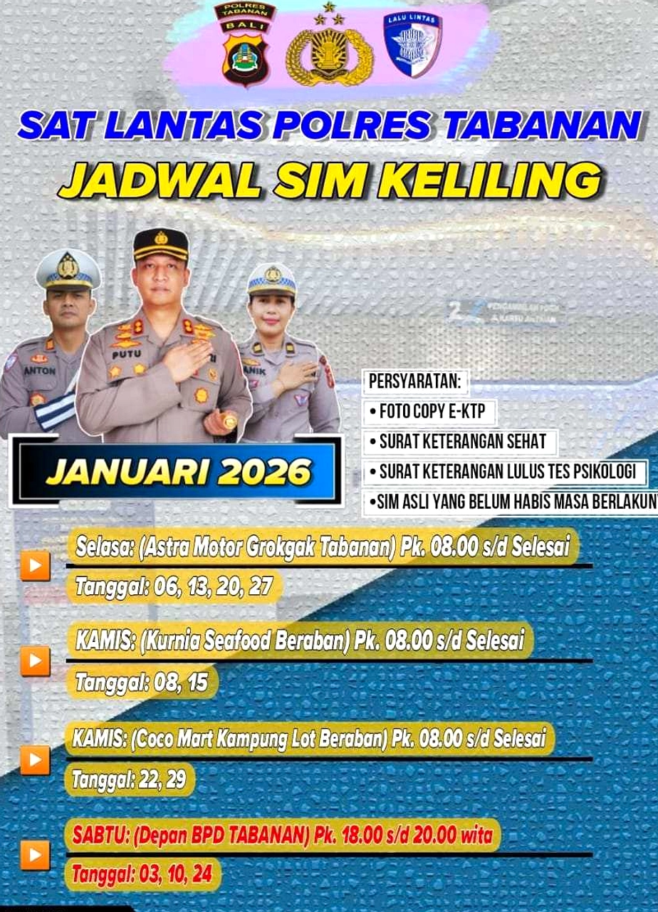 SIM Keliling Kembali Beroperasi di Tiga Kabupaten Bali