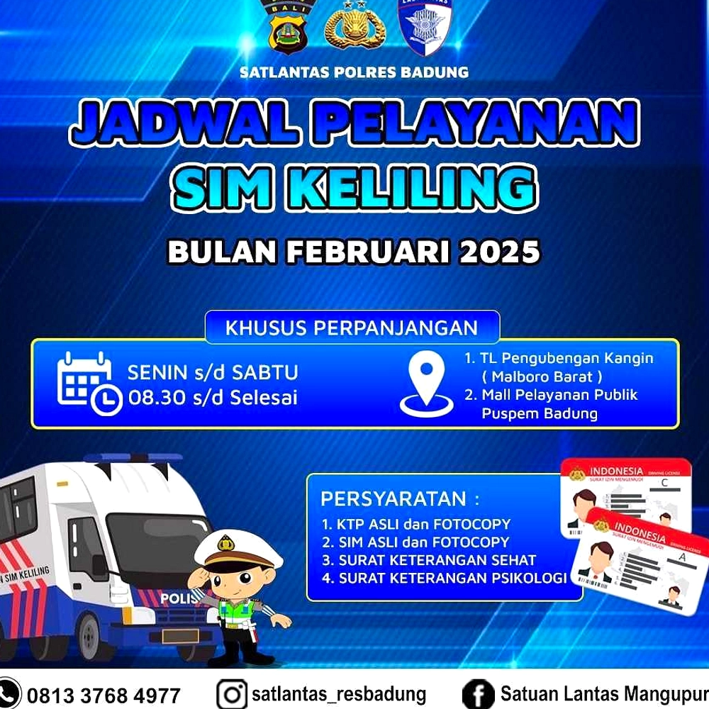 SIM Keliling Kembali di Badung & Tabanan, Perpanjang SIM A/C