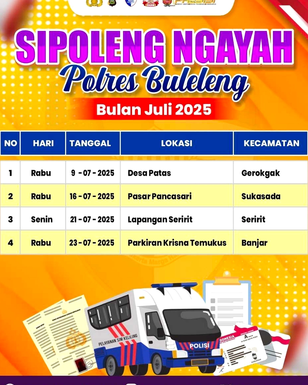 SIM Keliling Kembali Operasi di Badung dan Buleleng Pusat