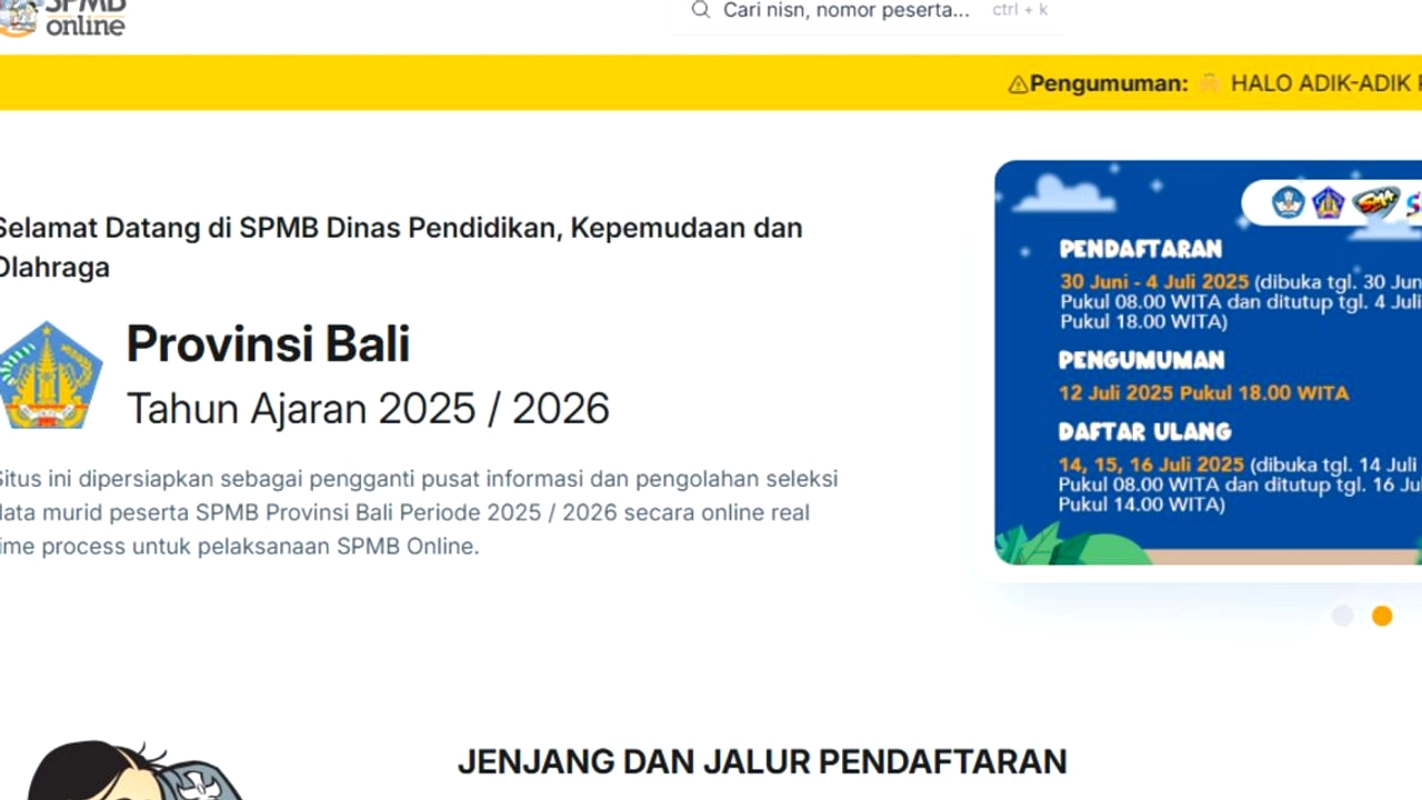 SPMB Bali 2026 Mulai 22 Juni, Daftar Murid Baru SMA/SMK