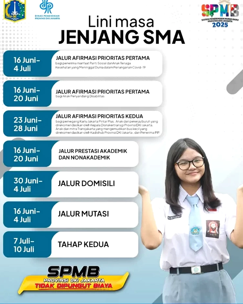 SPMB SKB DKI Jakarta 2026 Buka Pendaftaran 1 Juli Jumat