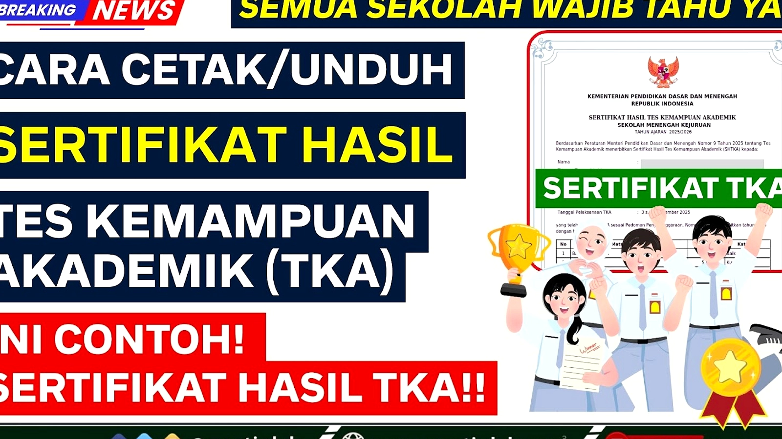 TKA SD & SMP Dibuka 26 Mei 2026, Sertifikat Digital Tersedia