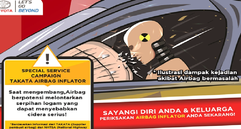 Toyota Panggil 100 Ribu Kendaraan: Periksa Airbag Inflator