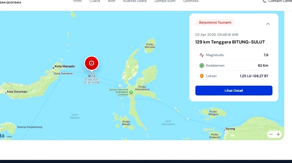 Tsunami Deteksi di Sulawesi Utara & Maluku Utara 7,7 Mindanao