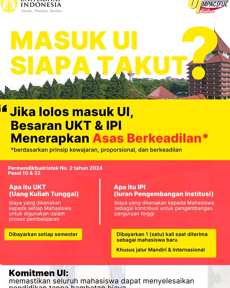 UI Tetapkan Tarif UKT 2026/2027, Rinci Besaran per Prodi