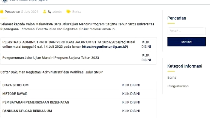 Undip Buka Jalur Mandiri Gelombang 2, Cuma Pakai Nilai UTBK-Rapor
