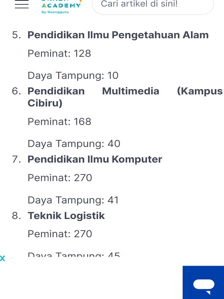 UPI Peminat Terbesar SNBP 2026; Beberapa Jurusan Tetap Sepi