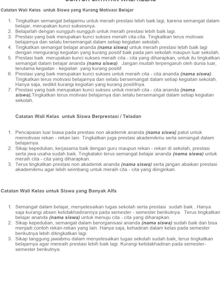 Wali Kelas Berikan Catatan Penuh Semangat Saat Kelulusan